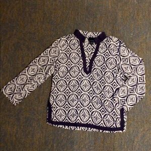 Cynthia Rowley top navy white boho style